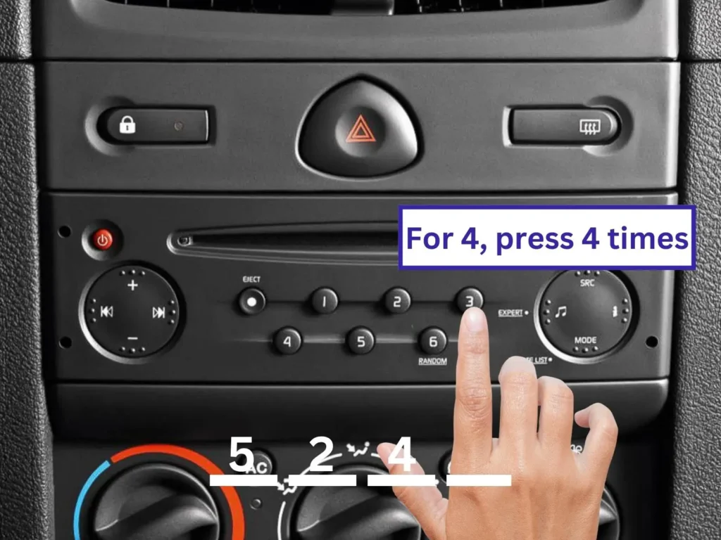 Inputting the Dacia radio code