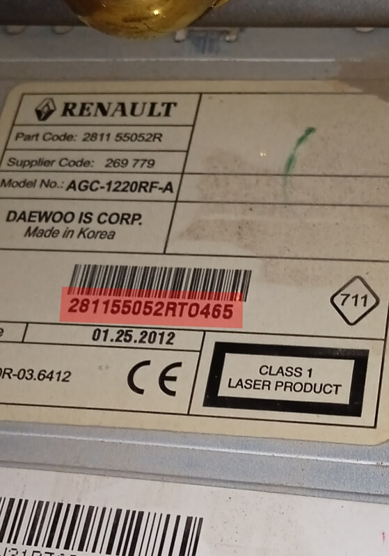 dacia radio serial number