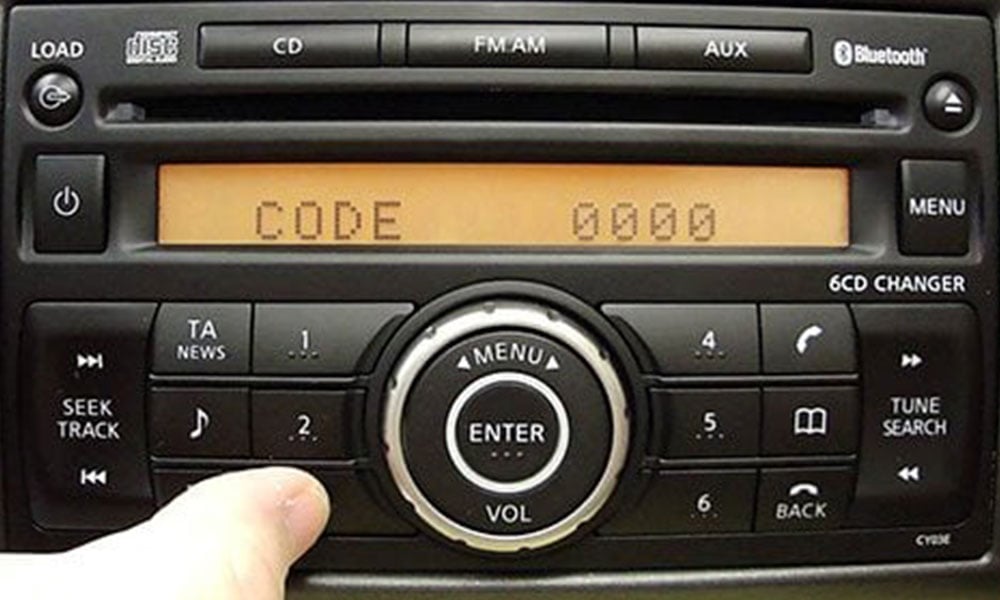 Nissan Clarion radio code display and serial label reference