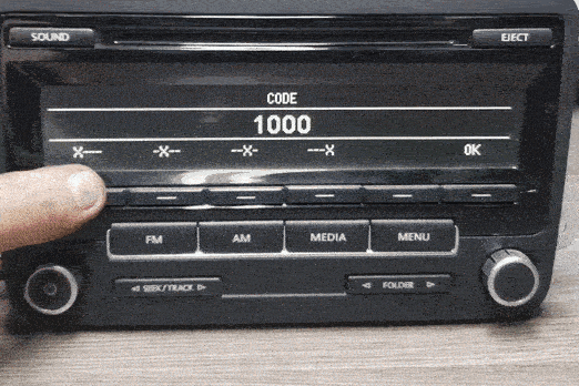 VW radio code entry animation